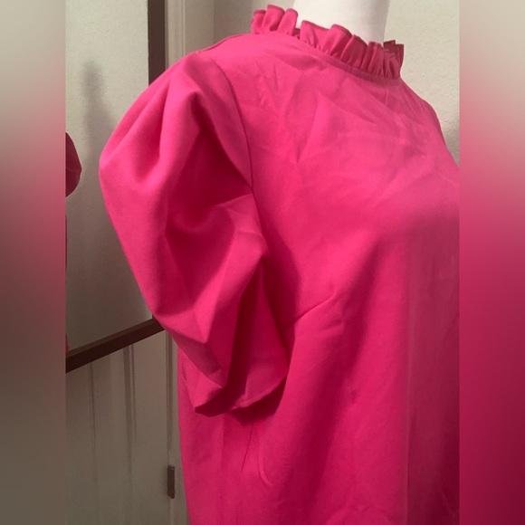 COPY - Milumia Women Mock Neck Puff Sleeve Chiffon Blouse Frilled Neck - LARGE - Picture 5 of 10